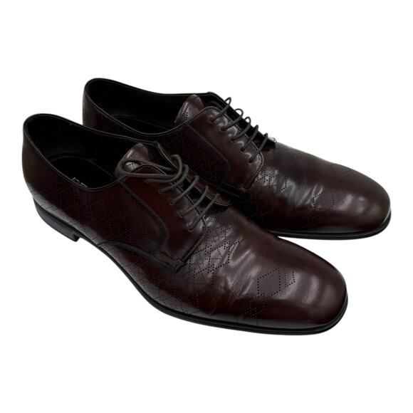 PRADA Men's Brown Leather Lace Up Oxford Dress Shoe 8.5 UK / 9.5 US EE w/box - Picture 1 of 15